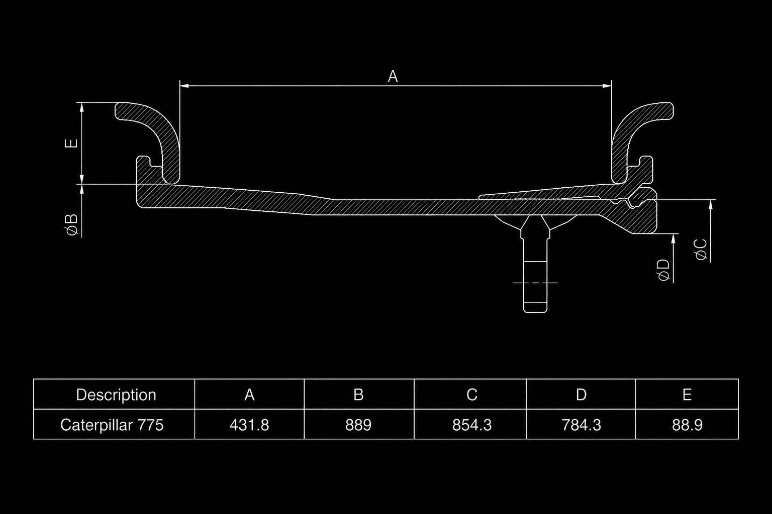 CATERPILLAR 775 dimensions