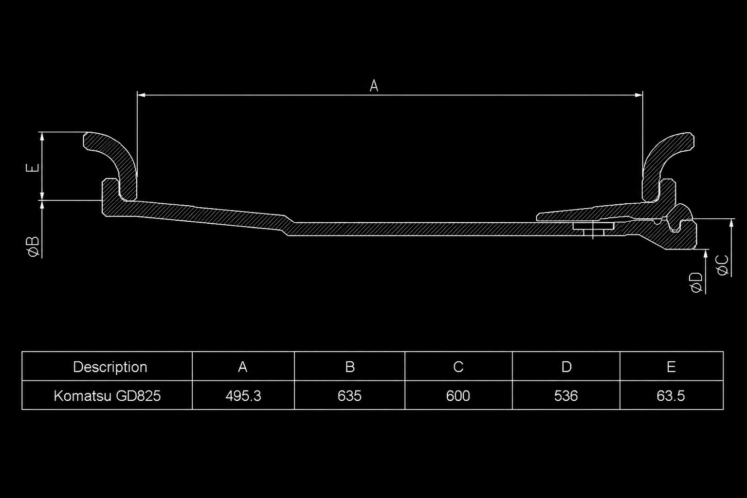 KOMATSU GD825 dimensions