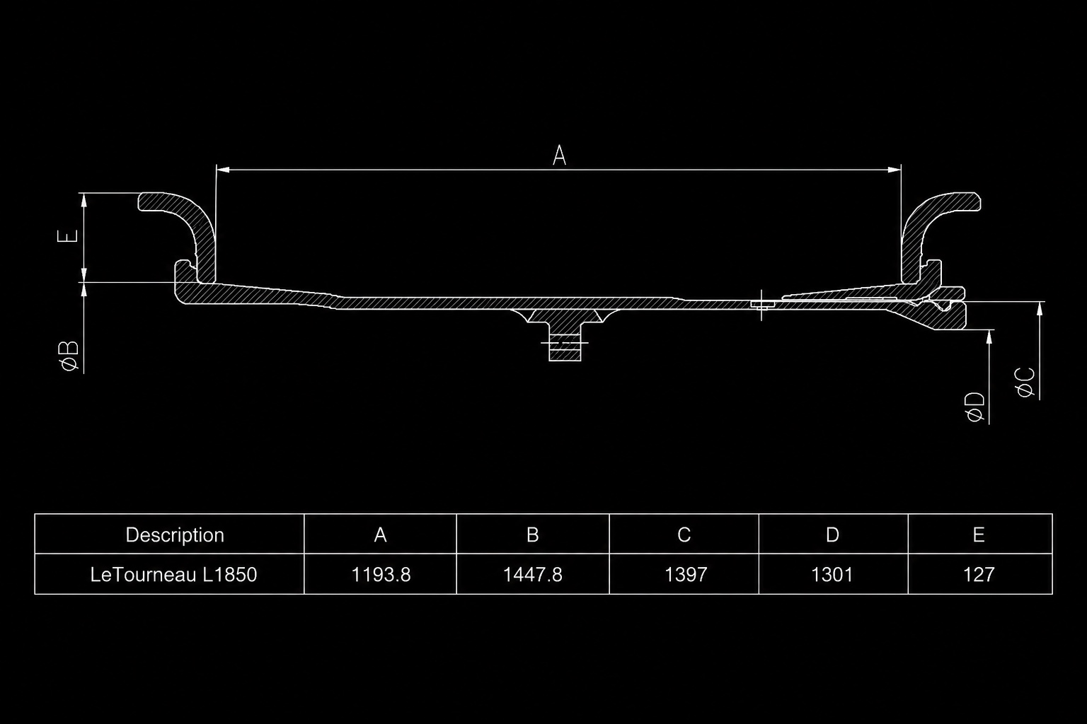 LETOURNEAU L1850 dimensions