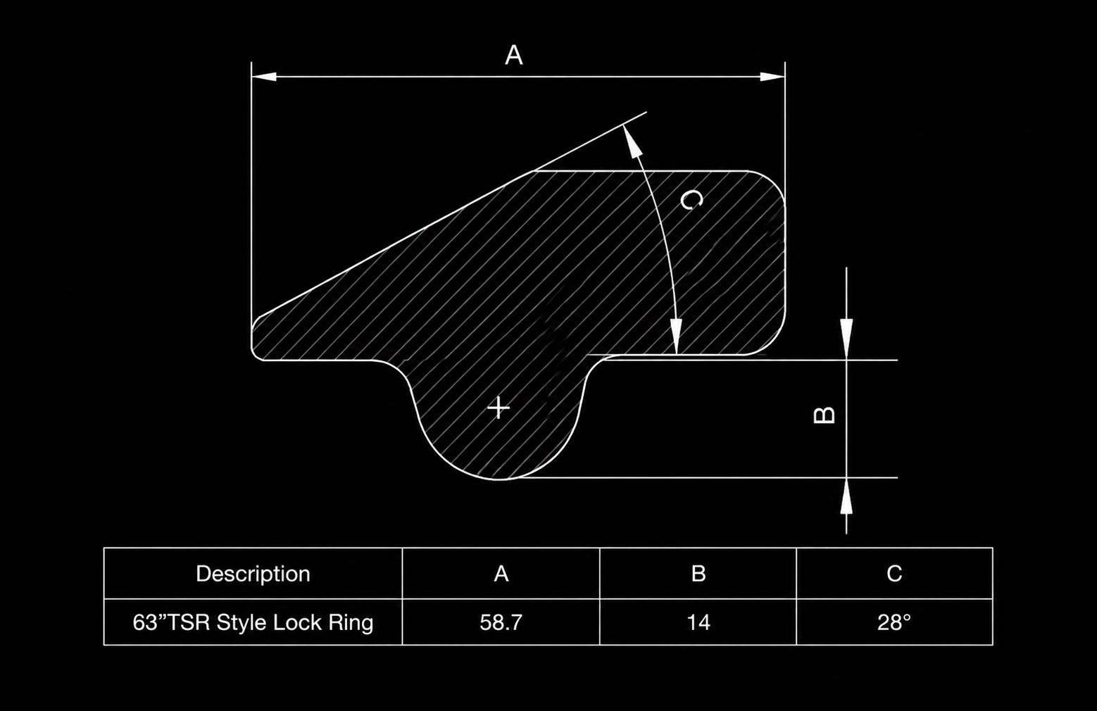63" TSR STYLE LOCK RING dimensions