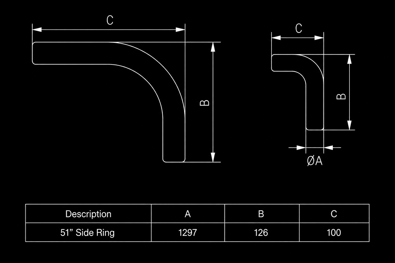 51" SIDE RING dimensions